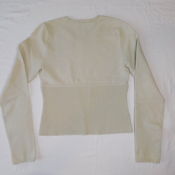 Aritzia Babaton Sculpt Knit Empire Longsleeve | Matte Pearl | Bodycon | EUC | L - Picture 8 of 9
